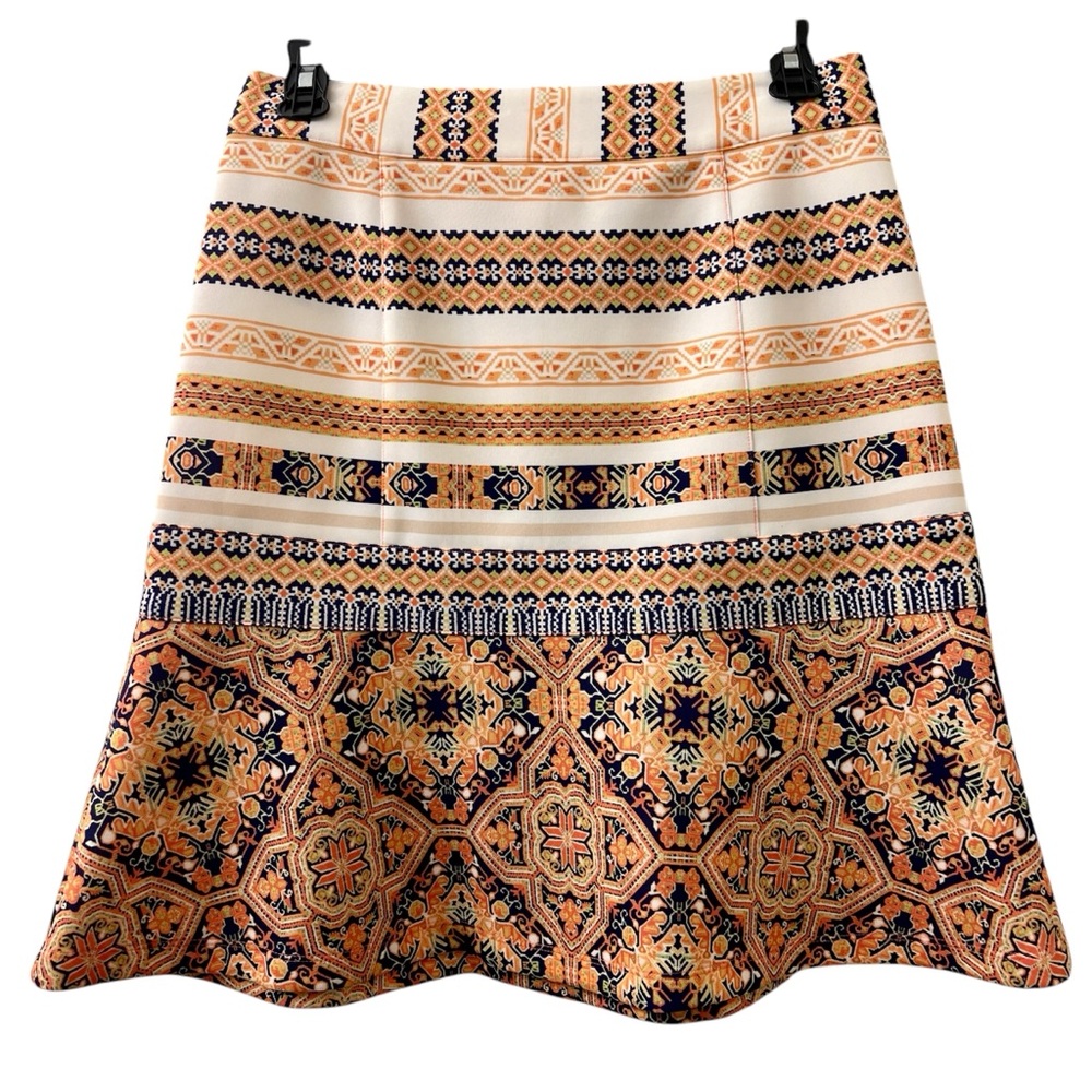 Cremieux Bohemian Patterned Orange A-line Skirt